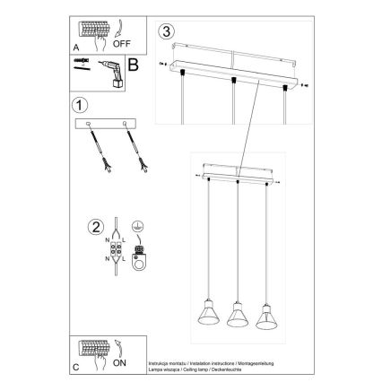 Suspension filaire TAZILA 3xES111/60W/230V blanc