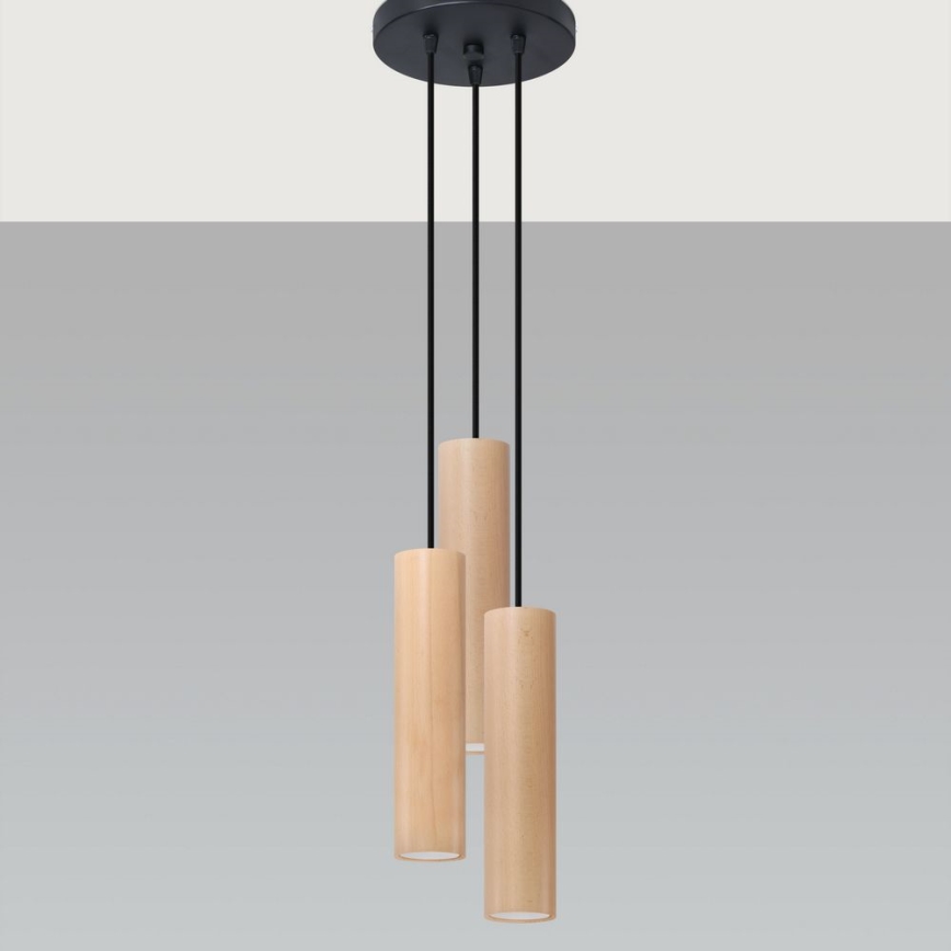 Suspension filaire LINO 3xGU10/40W/230V hêtre