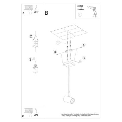 Lustre sur barre NORANO 1xGU10/40W/230V noir