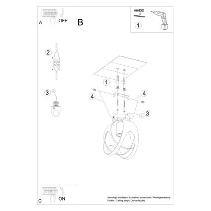 Sollux - Lustre monté en surface TULOS 1xE27/60W/230V blanc