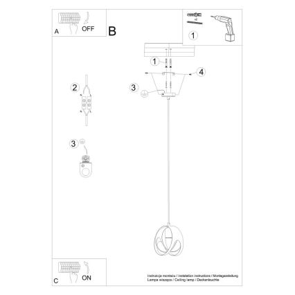 Suspension filaire TULOS 1xE27/60W/230V blanc