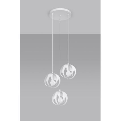 Suspension filaire TULOS 3xE27/60W/230V blanc