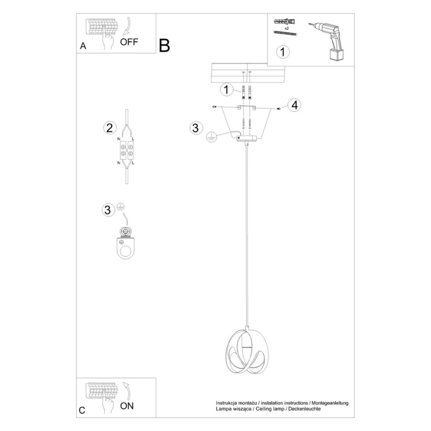 Suspension filaire TULOS 1xE27/60W/230V noir