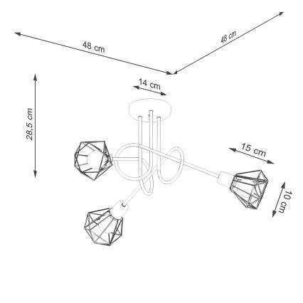 Lustre sur barre ARTEMIS 3xE14/40W/230V noir