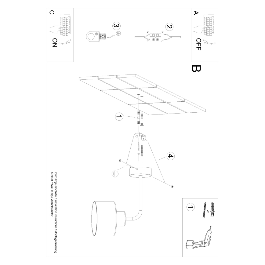 Applique murale SAVAR 1xE27/60W/230V noir