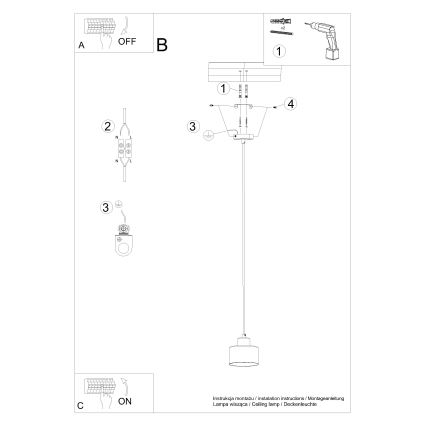 Suspension filaire SAVAR 1xE27/60W/230V noir