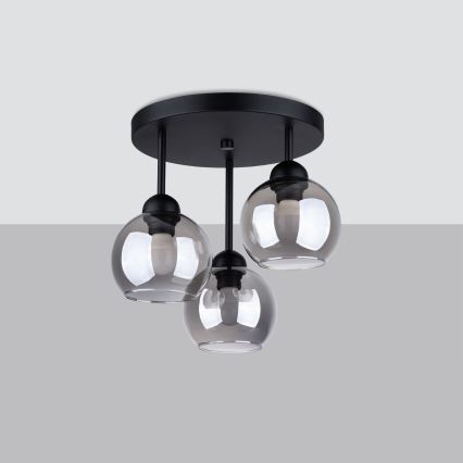 Lustre sur barre ALINO 3xE27/60W/230V noir