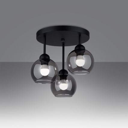 Lustre sur barre ALINO 3xE27/60W/230V noir