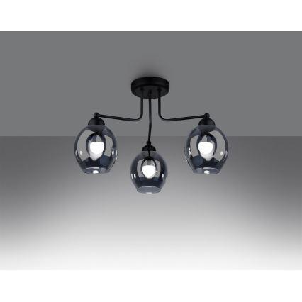 Lustre sur barre FILLAN 3xE27/60W/230V noir