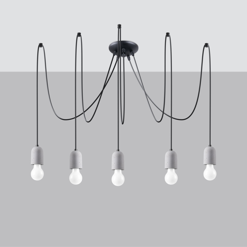 Suspension filaire NESO 5xE27/15W/230V araignée béton