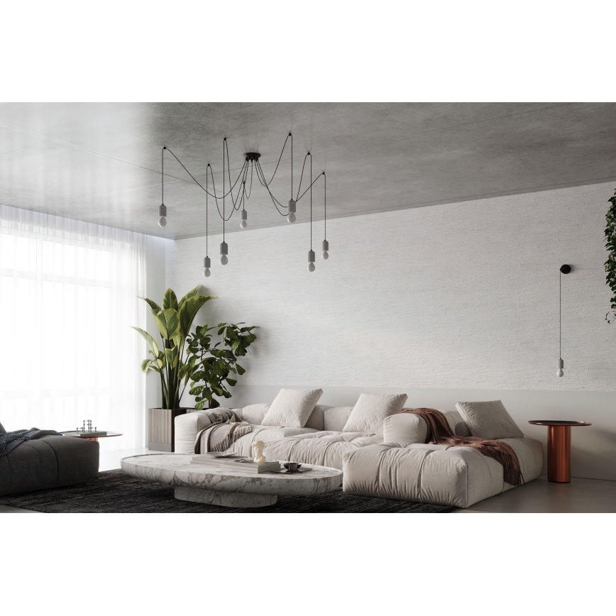 Suspension filaire NESO 7xE27/15W/230V araignée béton