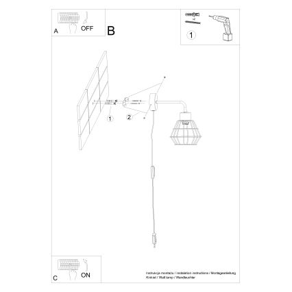 Applique murale SUBA 1xE27/15W/230V noir