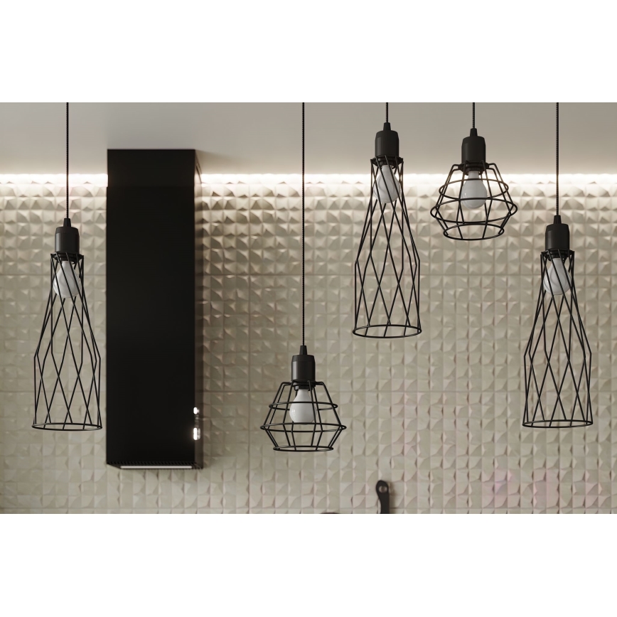 Suspension filaire SUBA 1xE27/15W/230V noir