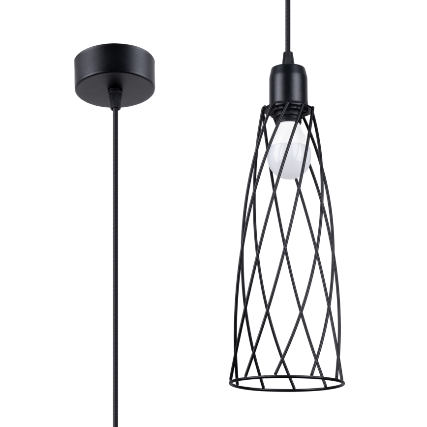 Suspension filaire SUBA 1xE27/15W/230V noir