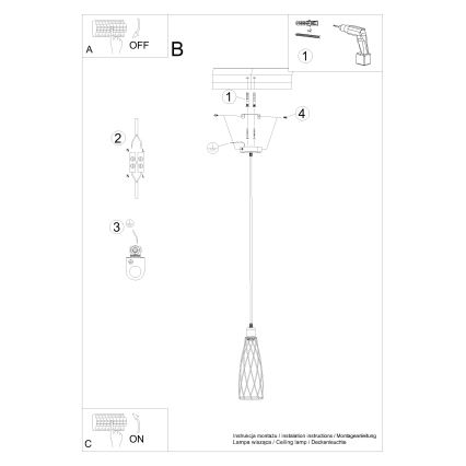 Suspension filaire SUBA 1xE27/15W/230V noir
