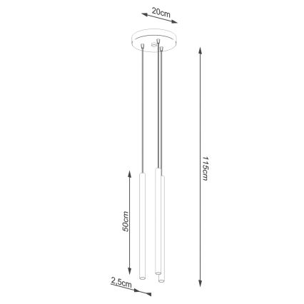 Suspension filaire PASTELO 3xG9/8W/230V doré