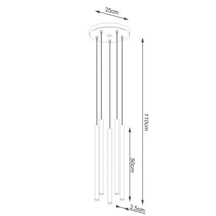 Suspension filaire PASTELO 5xG9/8W/230V doré