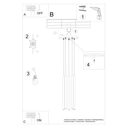 Suspension filaire PASTELO 5xG9/8W/230V doré