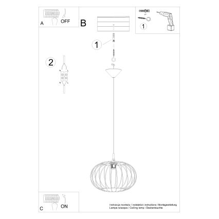 Suspension filaire TSUNO 1xE27/15W/230V noir