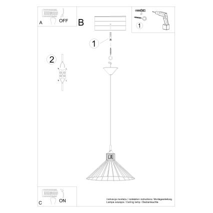 Suspension filaire EDA 1xE27/15W/230V noir