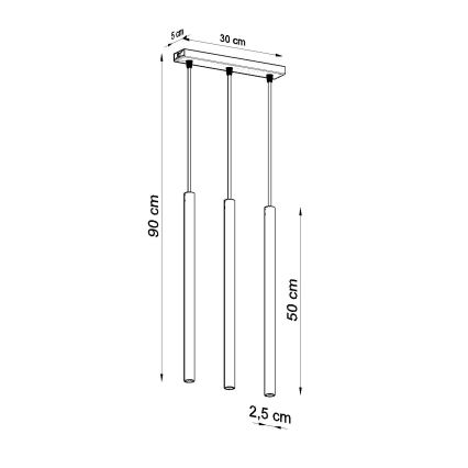 Suspension filaire PASTELO 3xG9/8W/230V doré