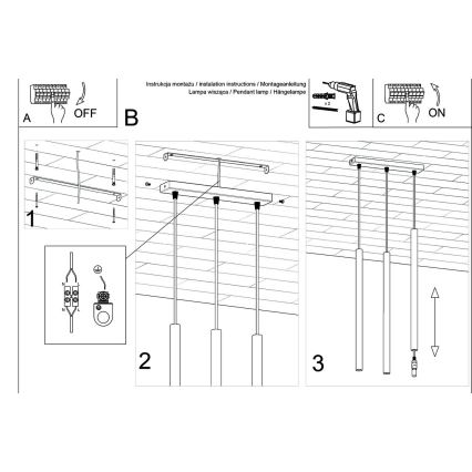 Suspension filaire PASTELO 3xG9/8W/230V doré