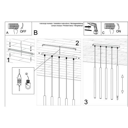 Suspension filaire PASTELO 5xG9/8W/230V doré