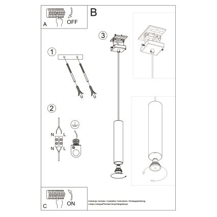 Suspension filaire LAGOS 1xGU10/10W/230V chrome brillant