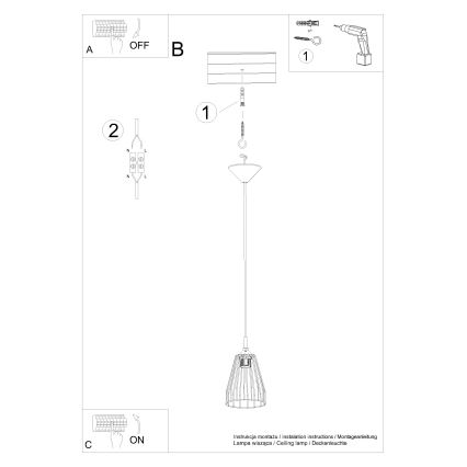 Suspension filaire LEYO 1xE27/15W/230V noir