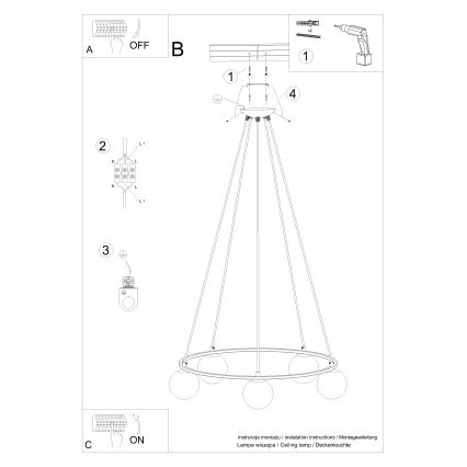 Suspension filaire YOLI 5xG9/8W/230V noir