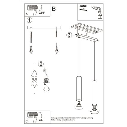 Suspension filaire LAGOS 2xGU10/10W/230V doré