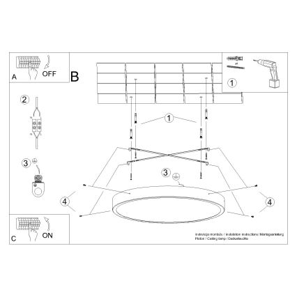 Plafonnier LED ONYX, 32 W, 230 V, Ø 40 cm, noir