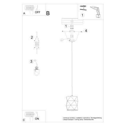 Suspension filaire GOBI 1xE27/15W/230V céramique