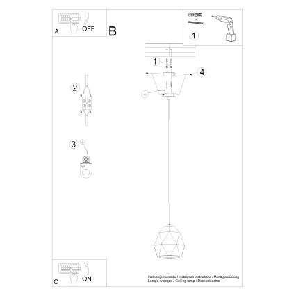 Suspension filaire MINT 1xE27/15W/230V céramique