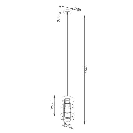 Suspension filaire GOTTO 1xE27/15W/230V noir/hêtre