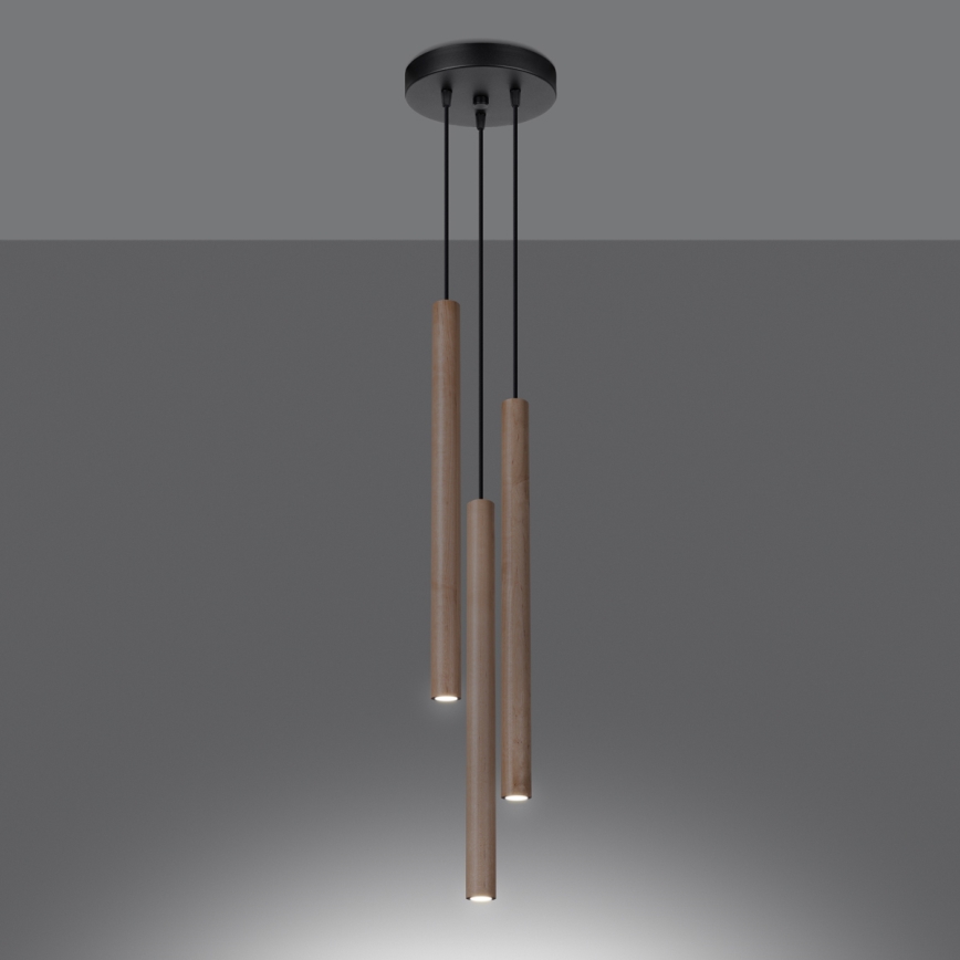 Suspension filaire PASTELO 3xG9/8W/230V hêtre