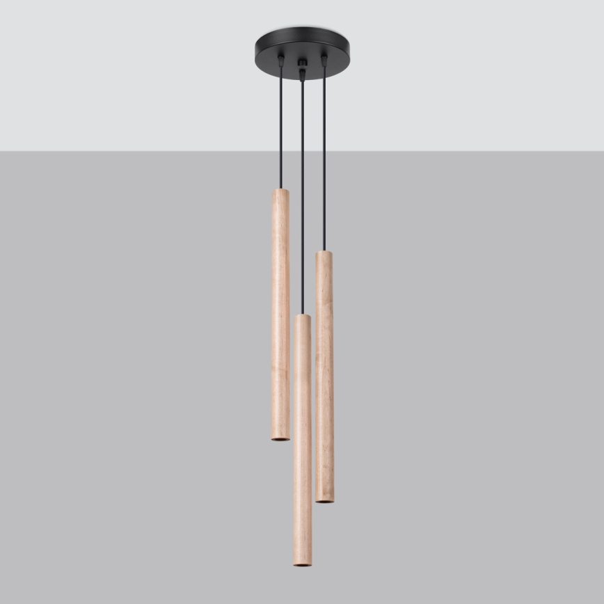 Suspension filaire PASTELO 3xG9/8W/230V hêtre