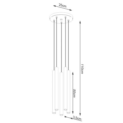 Suspension filaire PASTELO 5xG9/8W/230V hêtre