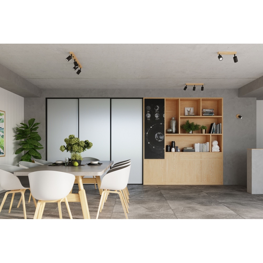 Spot mural VERDO 1xGU10/10W/230V noir/hêtre