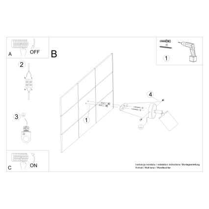 Spot mural VERDO 1xGU10/10W/230V noir/hêtre