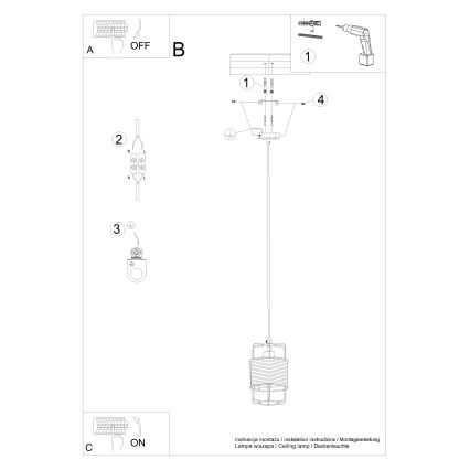 Suspension filaire GIZUR 1xE27/15W/230V