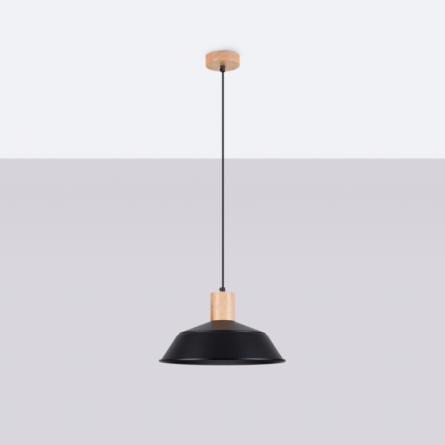 Suspension filaire FANO 1xE27/15W/230V d. 34 cm noir