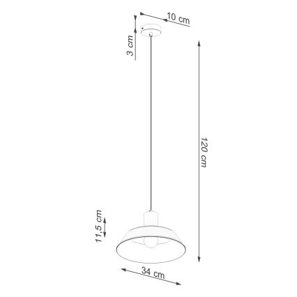 Suspension filaire FANO 1xE27/15W/230V d. 34 cm noir