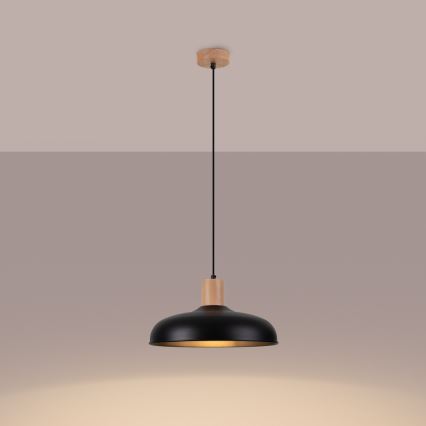Suspension filaire INDY 1xE27/15W/230V d. 38 cm noir
