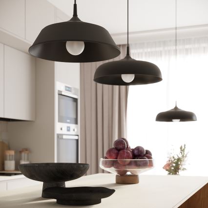 Suspension filaire GINA 1xE27/15W/230V d. 38 cm noir