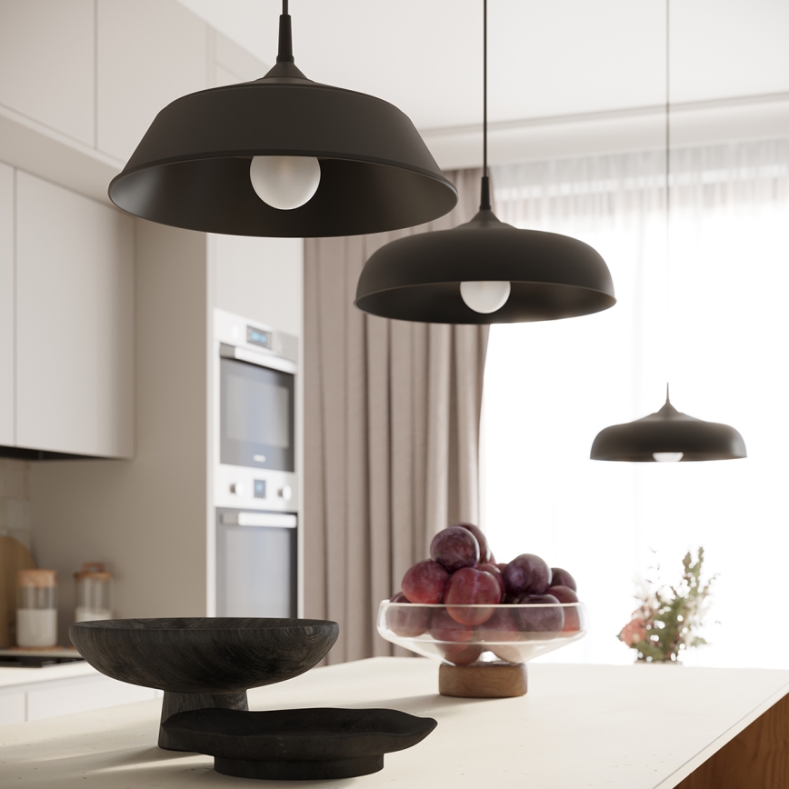 Suspension filaire GINA 1xE27/15W/230V d. 38 cm noir