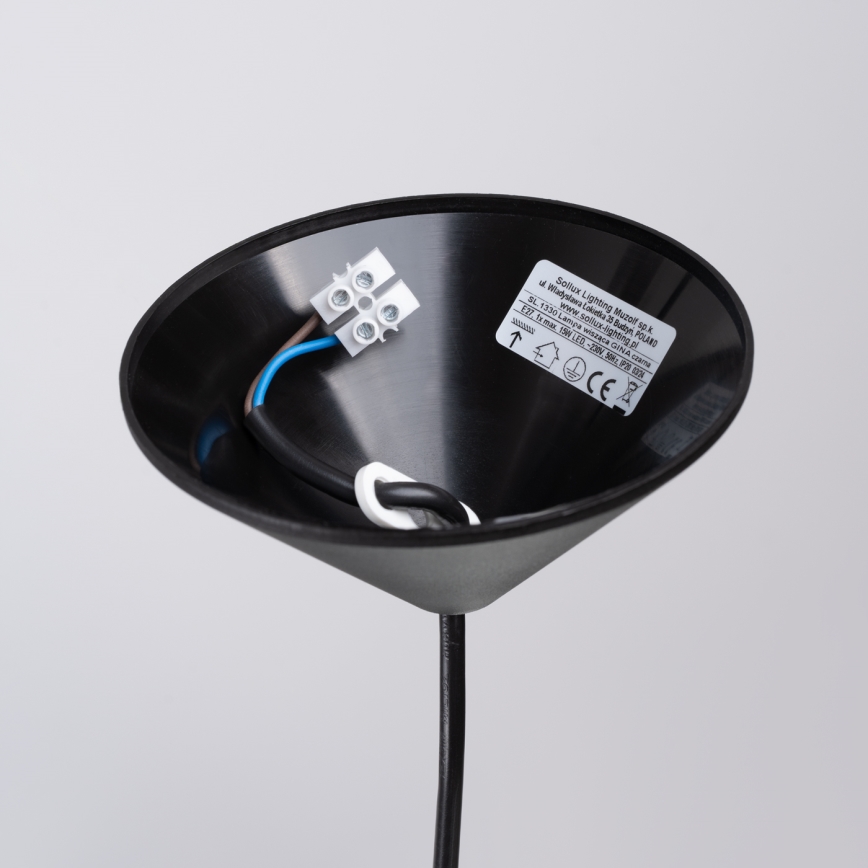 Suspension filaire GINA 1xE27/15W/230V d. 38 cm noir