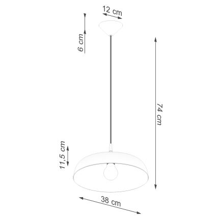 Suspension filaire GINA 1xE27/15W/230V d. 38 cm noir
