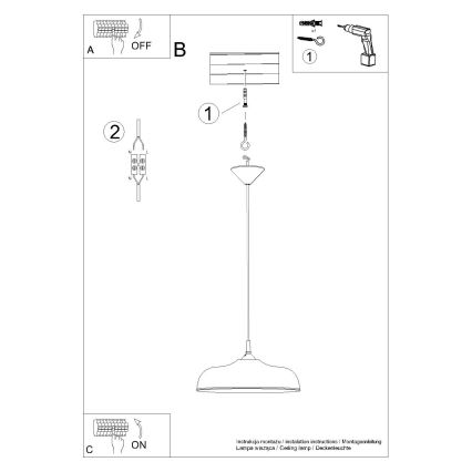 Suspension filaire GINA 1xE27/15W/230V d. 38 cm noir