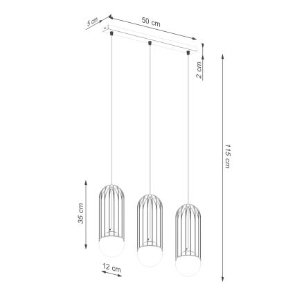 Suspension filaire BRINA 3xG9/8W/230V noir